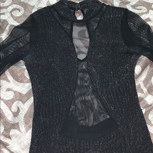 Black mesh body suit